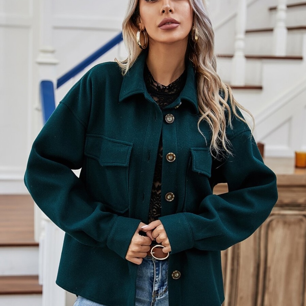Cozy Cream Boyfriend fit oversized shacket jacket - Picture 9 of 16